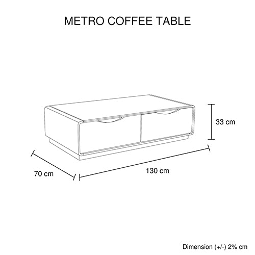 P&F Coffee Table High Gloss Finish MDF Black & White Colour with 2 Drawers Storage