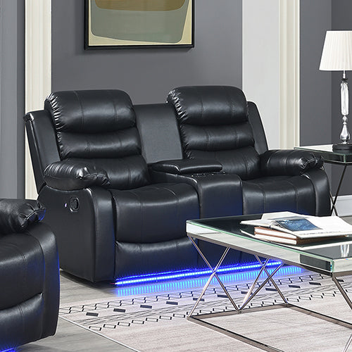 P&F SkyWay 5 Piece Finest Leatherette Recliner Feature Console LED Light Ultra Cushioned