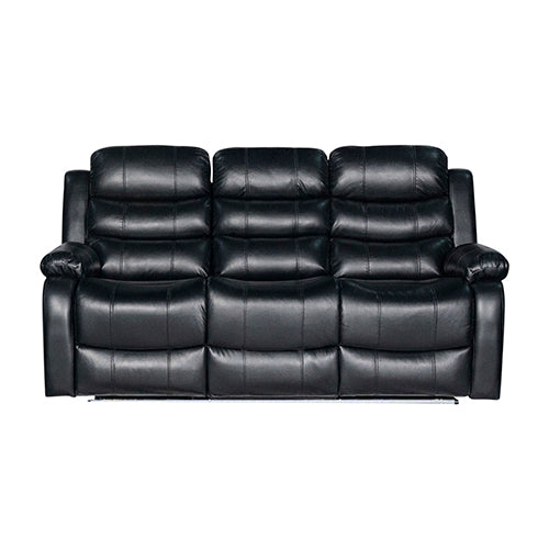 P&F SkyWay 3+2 Seater Finest Black Leatherette Recliner Feature Console LED Light Ultra Cushioned