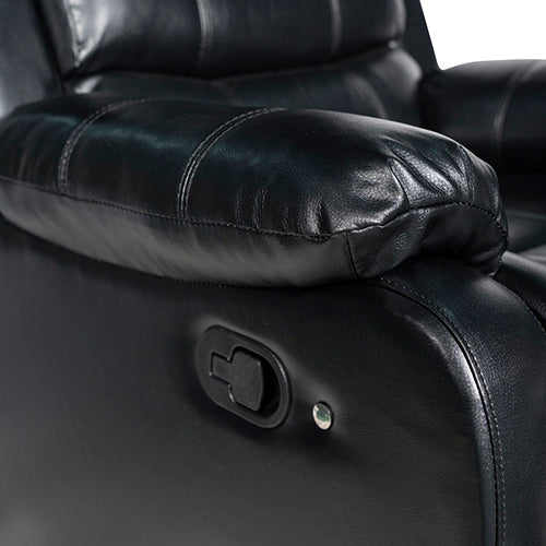 P&F SkyWay 3+2 Seater Finest Black Leatherette Recliner Feature Console LED Light Ultra Cushioned