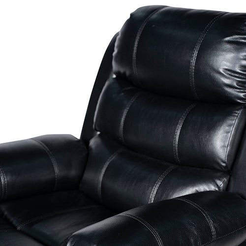 P&F SkyWay 3+2 Seater Finest Black Leatherette Recliner Feature Console LED Light Ultra Cushioned