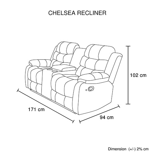 P&F SkyWay 3+2 Seater Finest Black Leatherette Recliner Feature Console LED Light Ultra Cushioned