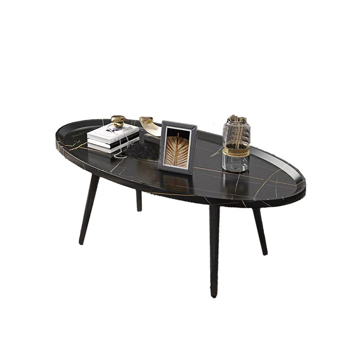 P&F ZennHome Coffee Table Living Room Accent Oval Table Contemporary Style Leisure Tea Table