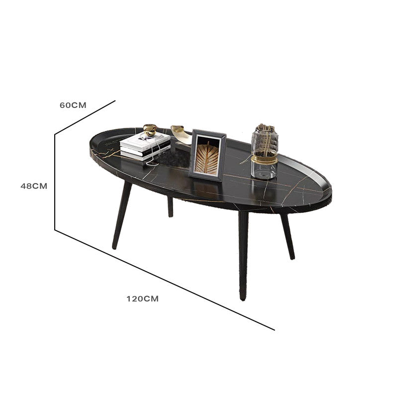 P&F ZennHome Coffee Table Living Room Accent Oval Table Contemporary Style Leisure Tea Table