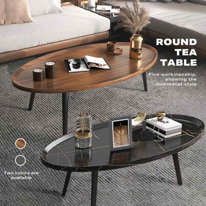 P&F ZennHome Coffee Table Living Room Accent Oval Table Contemporary Style Leisure Tea Table