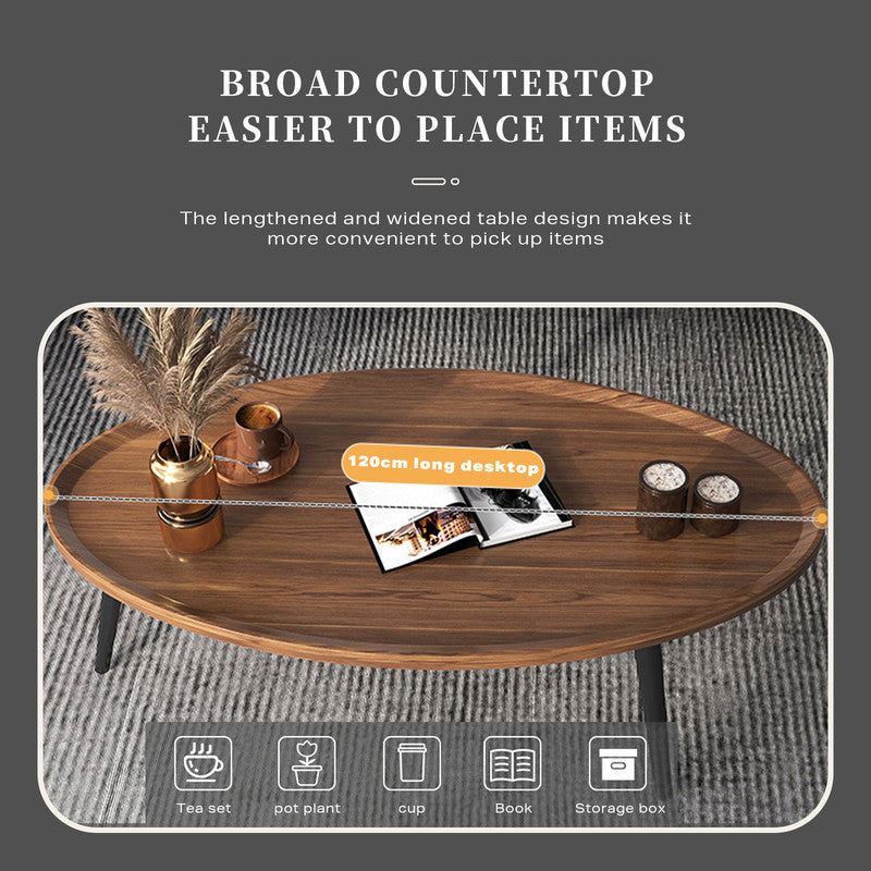 P&F ZennHome Coffee Table Living Room Accent Oval Table Contemporary Style Leisure Tea Table