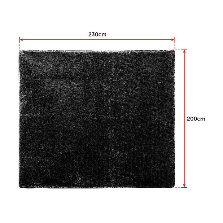 P&F ZennHome Floor Rugs 230cm x 200cm Large Shaggy Rug Area Carpet Bedroom Living Room Mat - Black