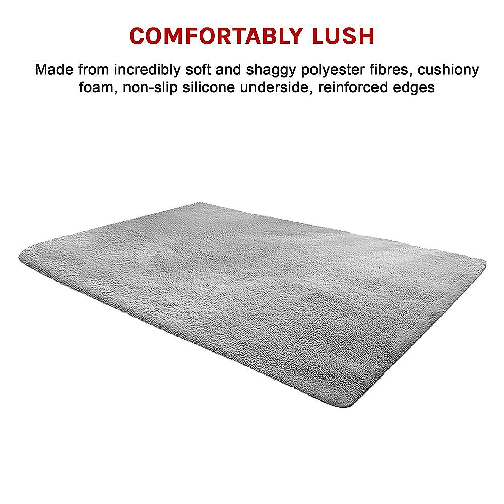 P&F ZennHome 230cm x 160cm Floor Rugs Large Shaggy Rug Area Carpet Bedroom Living Room Mat - Grey