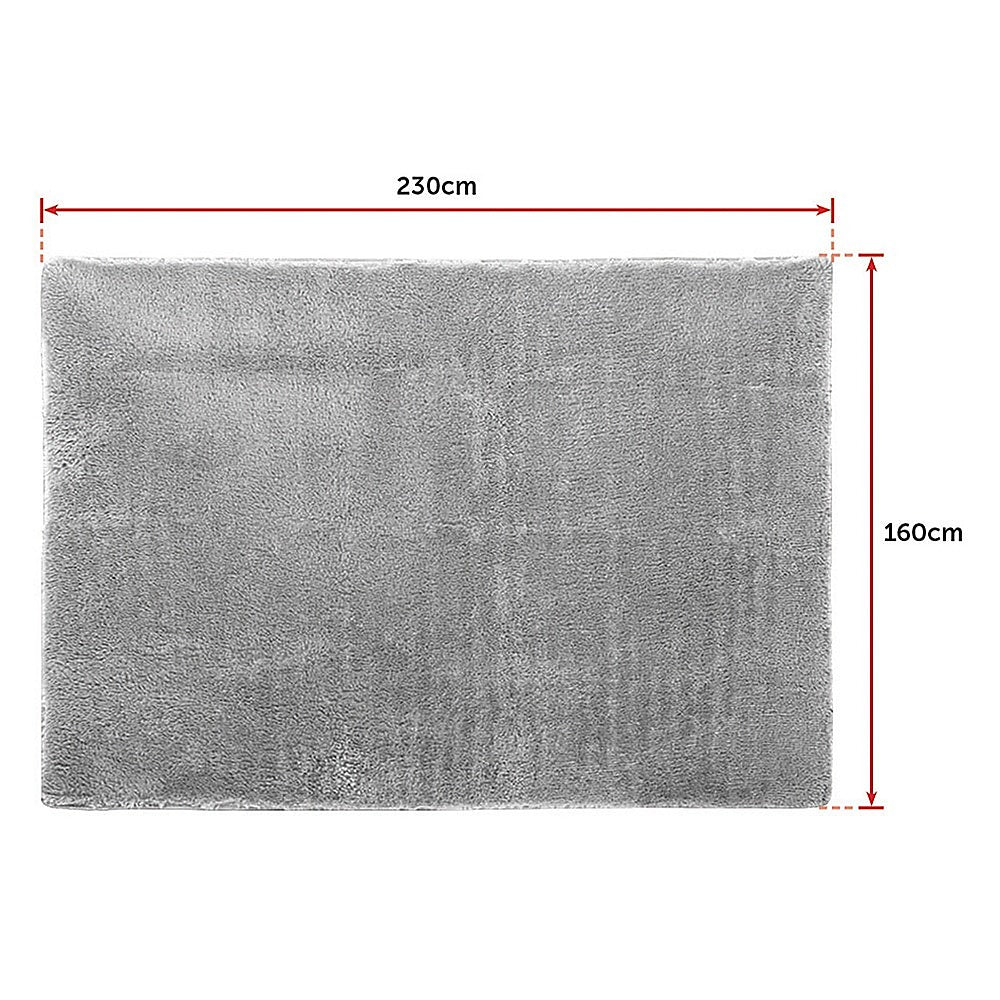 P&F ZennHome 230cm x 160cm Floor Rugs Large Shaggy Rug Area Carpet Bedroom Living Room Mat - Grey