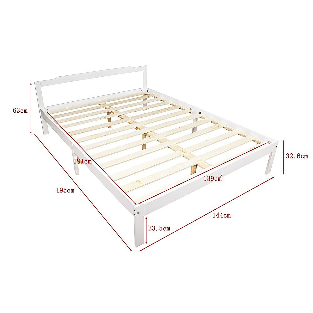 P&F Double Wooden Bed Frame Home Furniture White