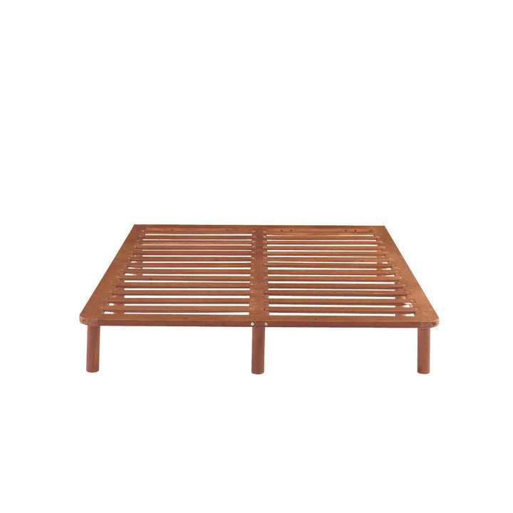 P&F BohoNest Bondi Wooden Pinewood Bed Base in Walnut - King Single