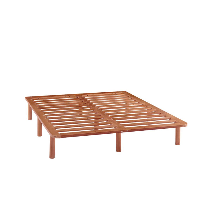 P&F BohoNest Bondi Wooden Pinewood Bed Base in Walnut - King Single