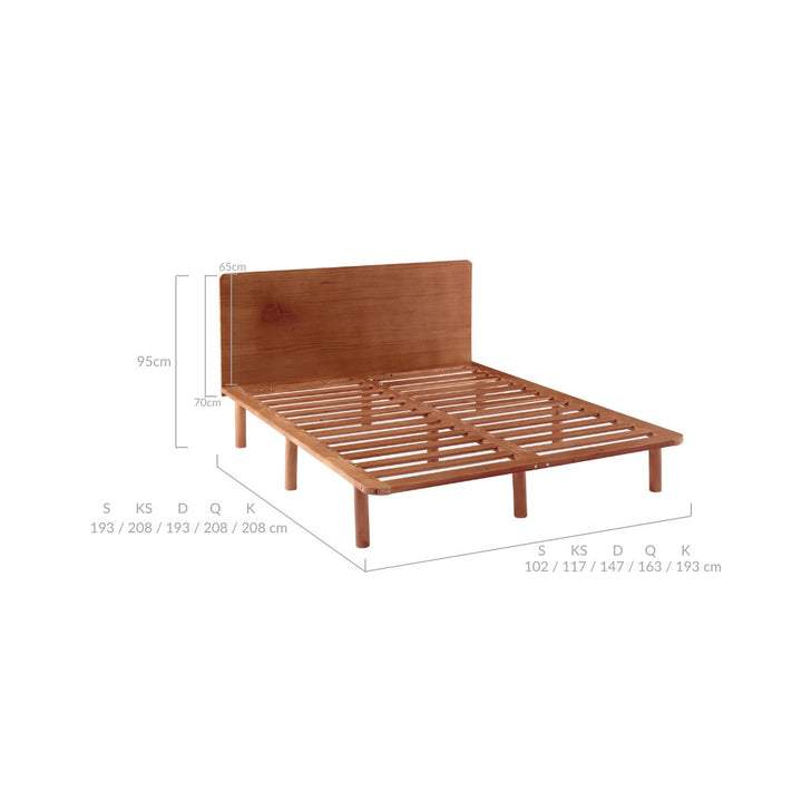 P&F BohoNest Bondi Solid Pinewood Bed Frame in Walnut - King Single