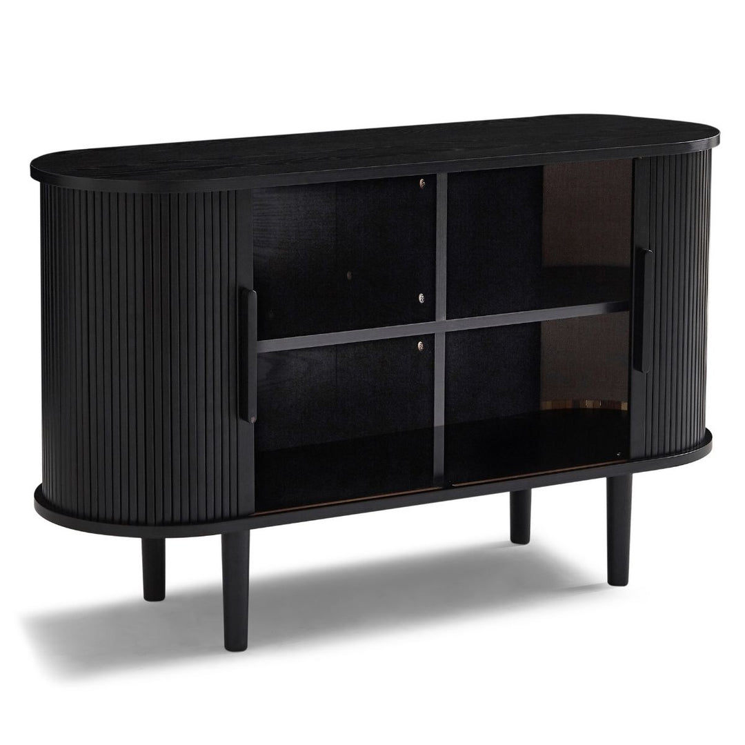 P&F ZennHome Black Column Wooden Sideboard Table