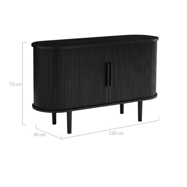 P&F ZennHome Black Column Wooden Sideboard Table