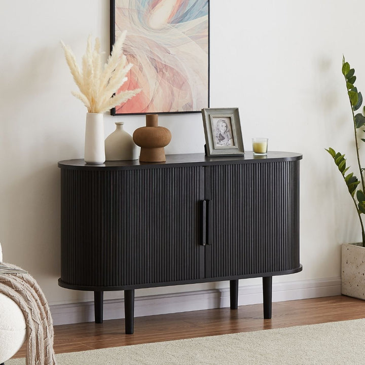 P&F ZennHome Black Column Wooden Sideboard Table