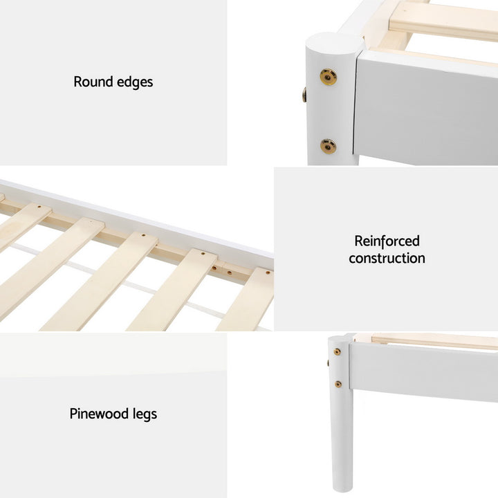 P&F BohoNest Artiss Bed Frame King Single Size Wooden White DALY