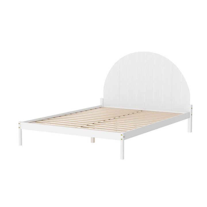 P&F BohoNest Spark Bed Frame Queen Size Wooden White