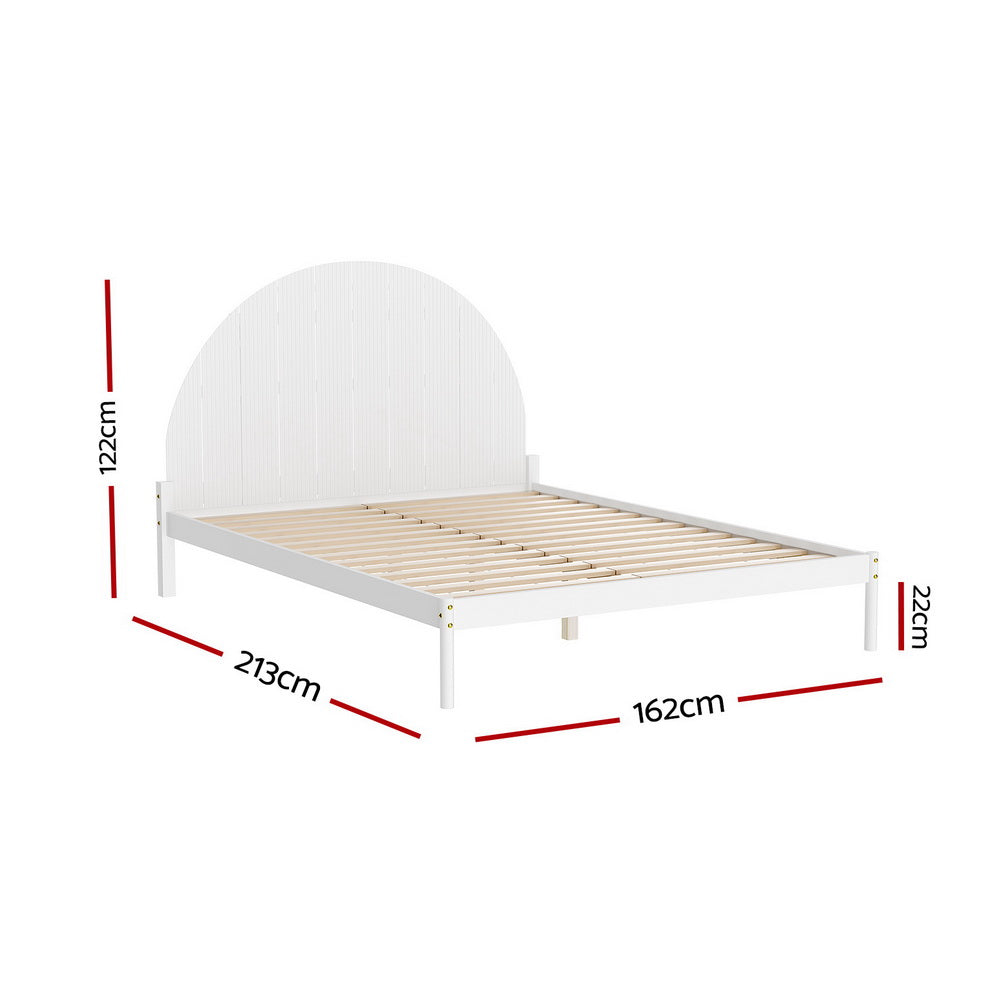 P&F BohoNest Spark Bed Frame Queen Size Wooden White