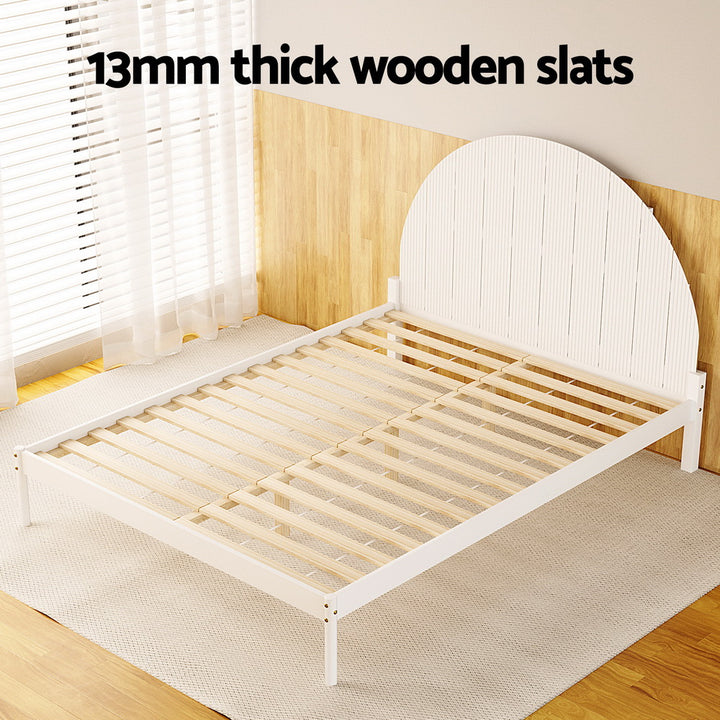 P&F BohoNest Spark Bed Frame Queen Size Wooden White