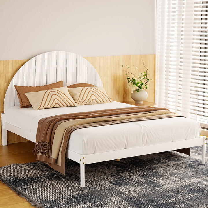P&F BohoNest Spark Bed Frame Queen Size Wooden White