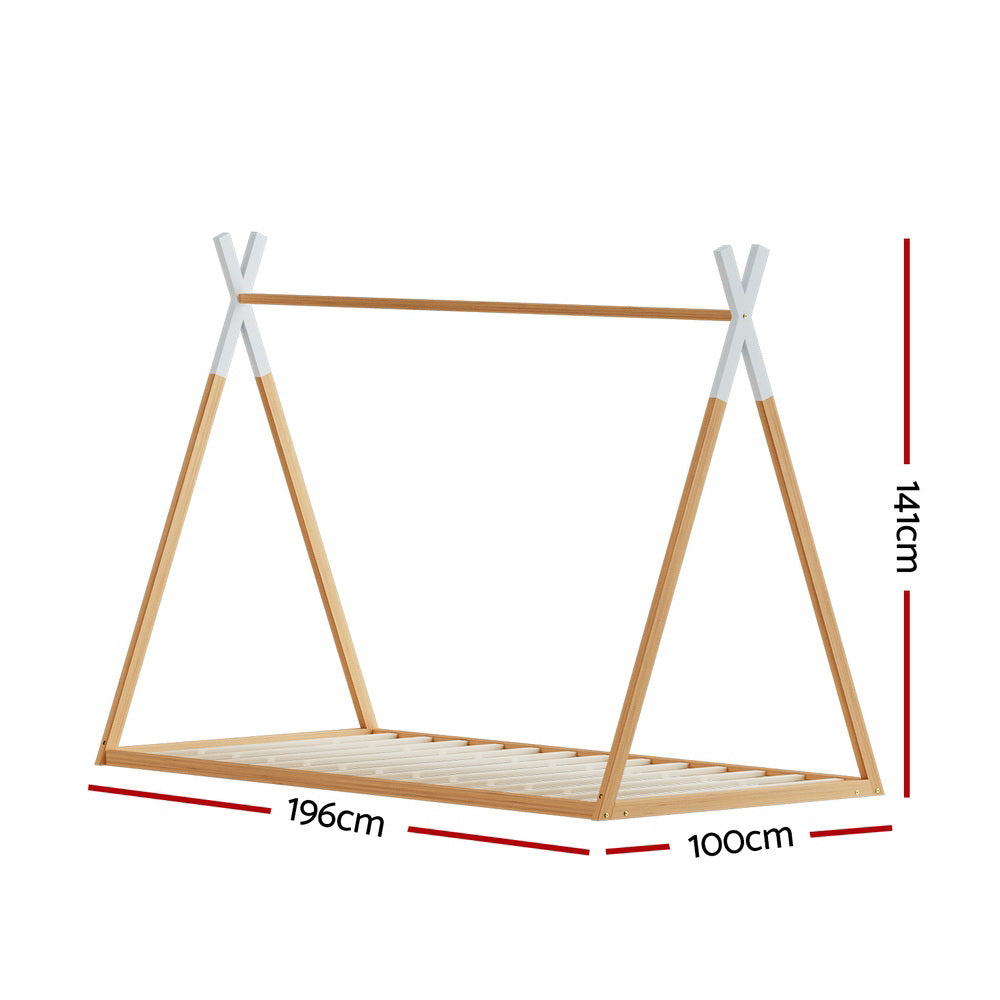 P&F KidZee Bed Frame Wooden Kids House Single Frame Oak