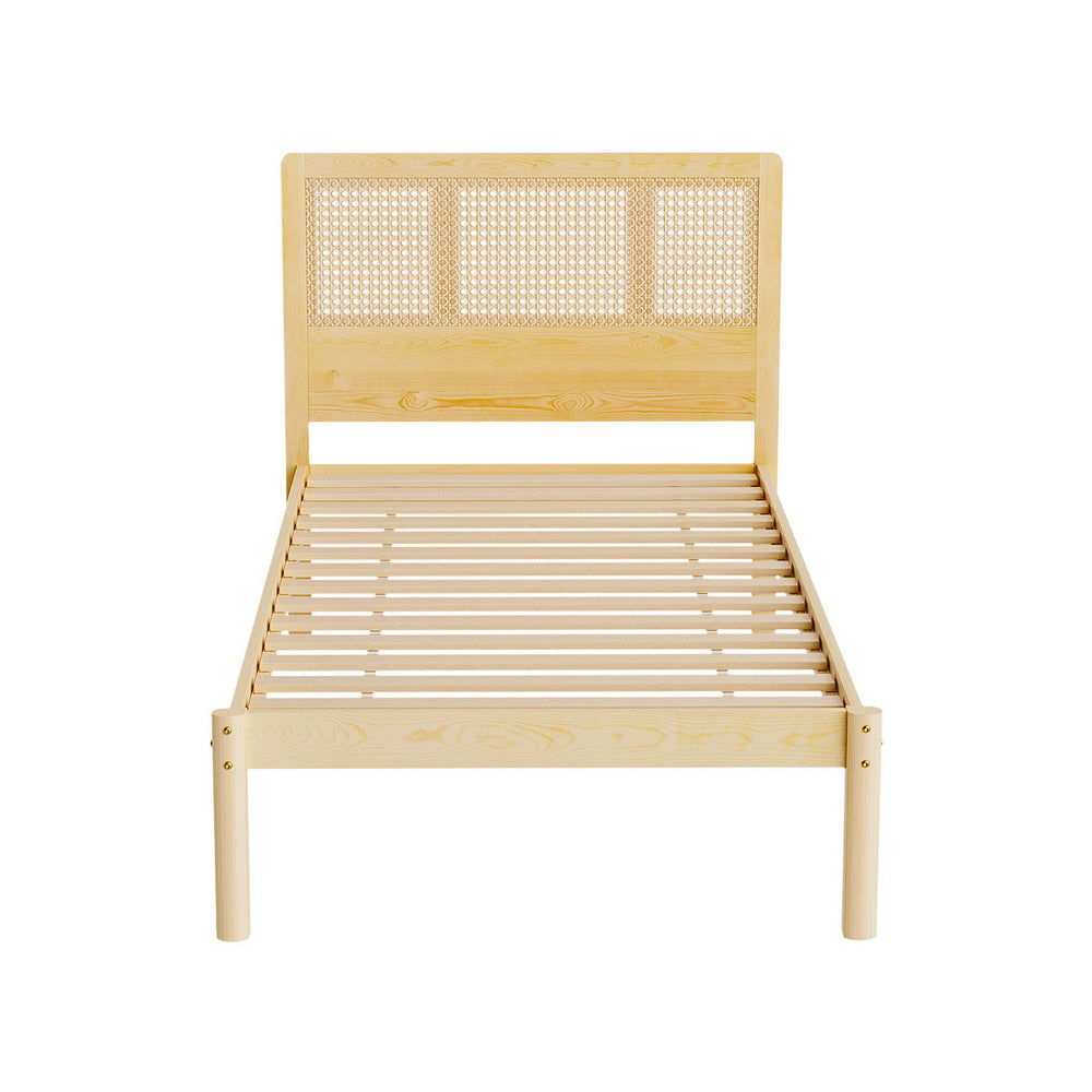 P&F BohoNest Bed Frame Single Size Rattan Wooden Ritz