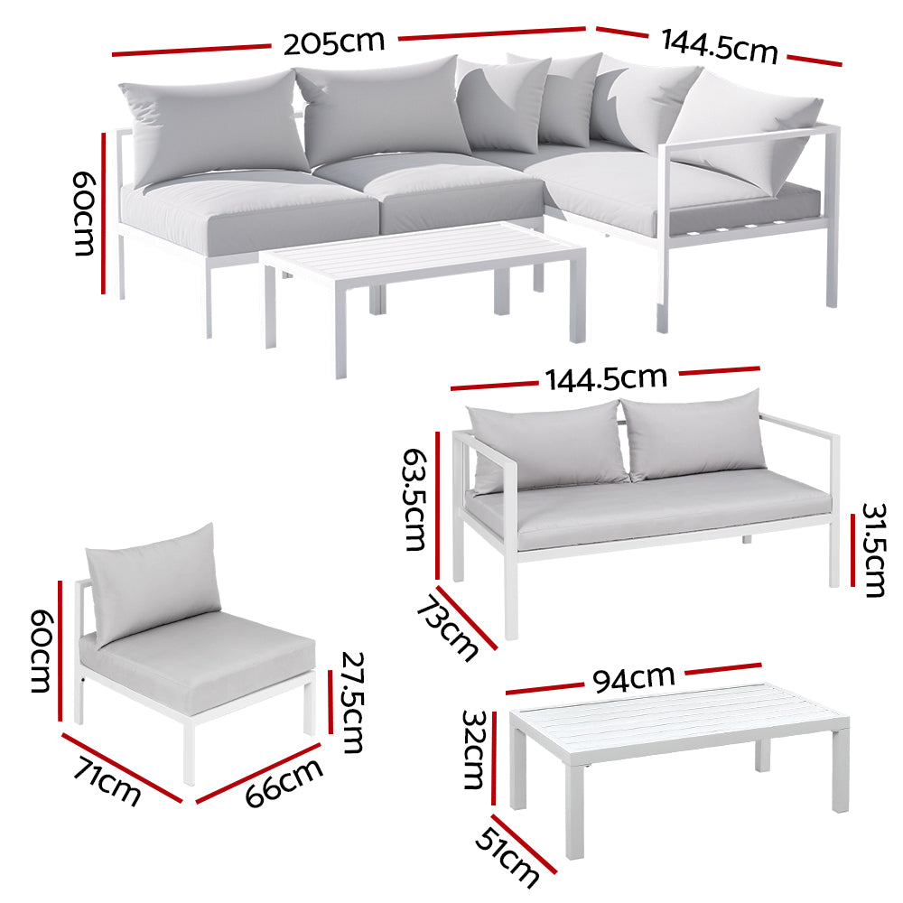 P&F ZennHome 4-Seater Aluminium Outdoor Sofa Set