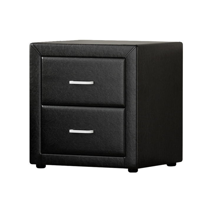 P&F SkyWay PVC Leather Bedside Table - Black