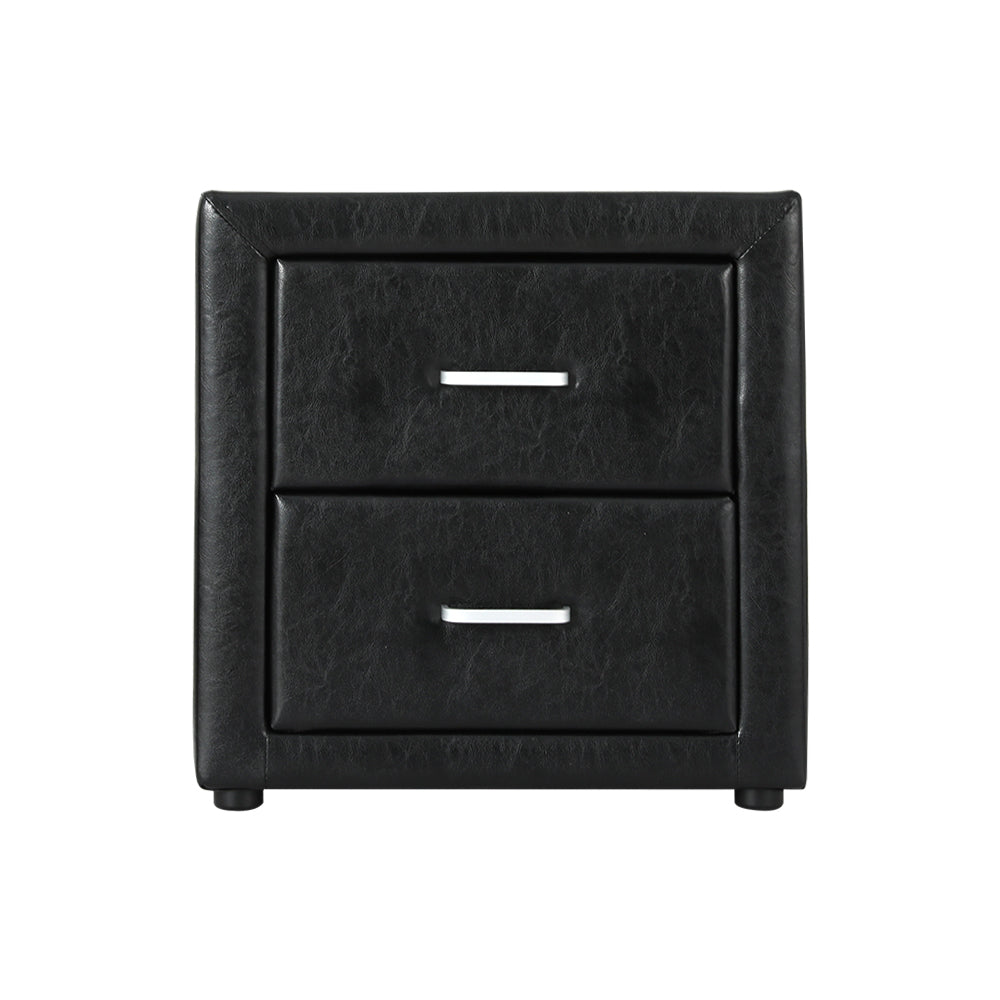 P&F SkyWay PVC Leather Bedside Table - Black