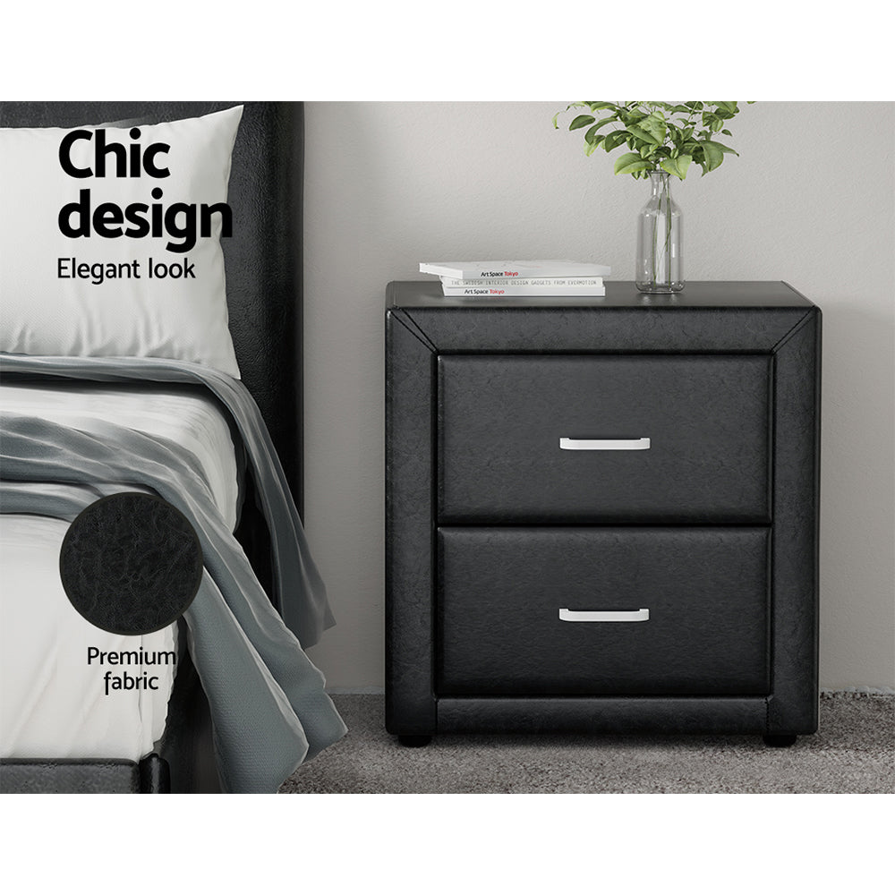 P&F SkyWay PVC Leather Bedside Table - Black