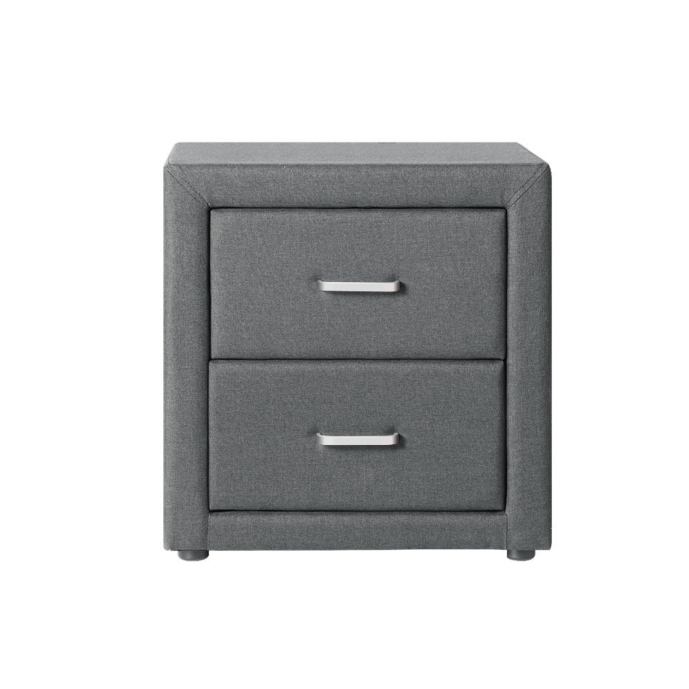 P&F SkyWay Fabric Bedside Table - Grey