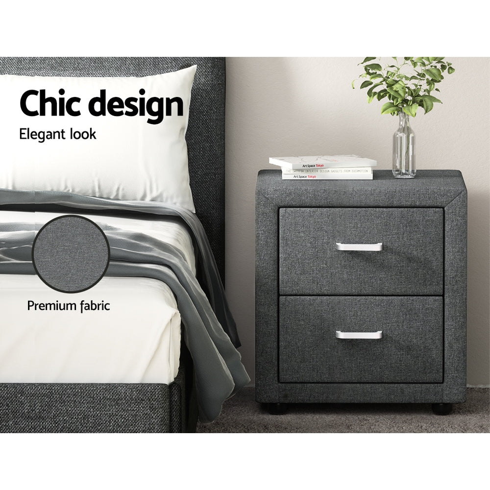 P&F SkyWay Fabric Bedside Table - Grey