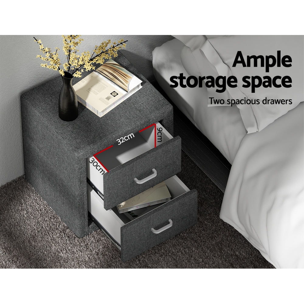 P&F SkyWay Fabric Bedside Table - Grey