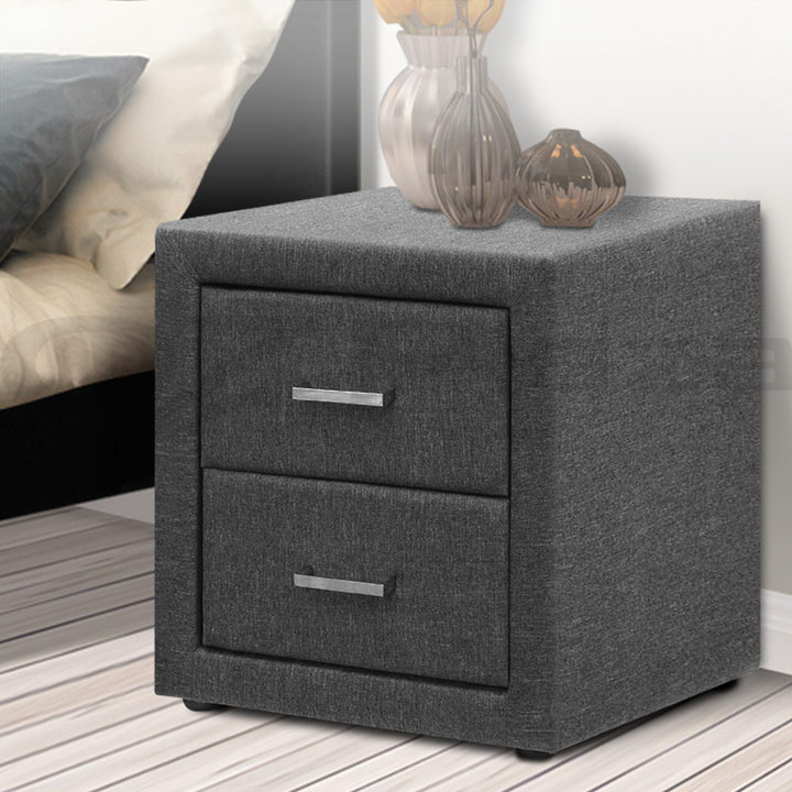 P&F SkyWay Fabric Bedside Table - Grey