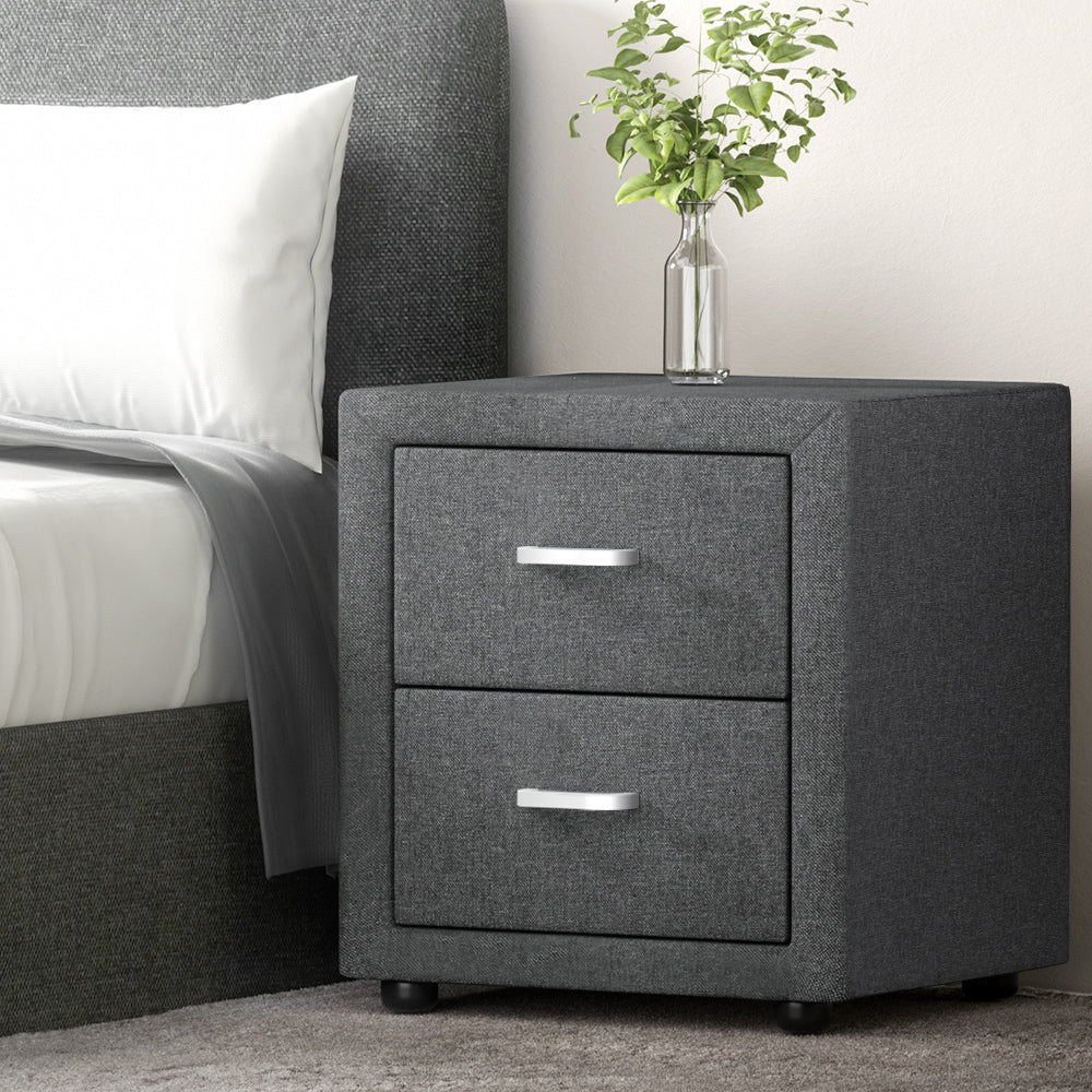 P&F SkyWay Fabric Bedside Table - Grey