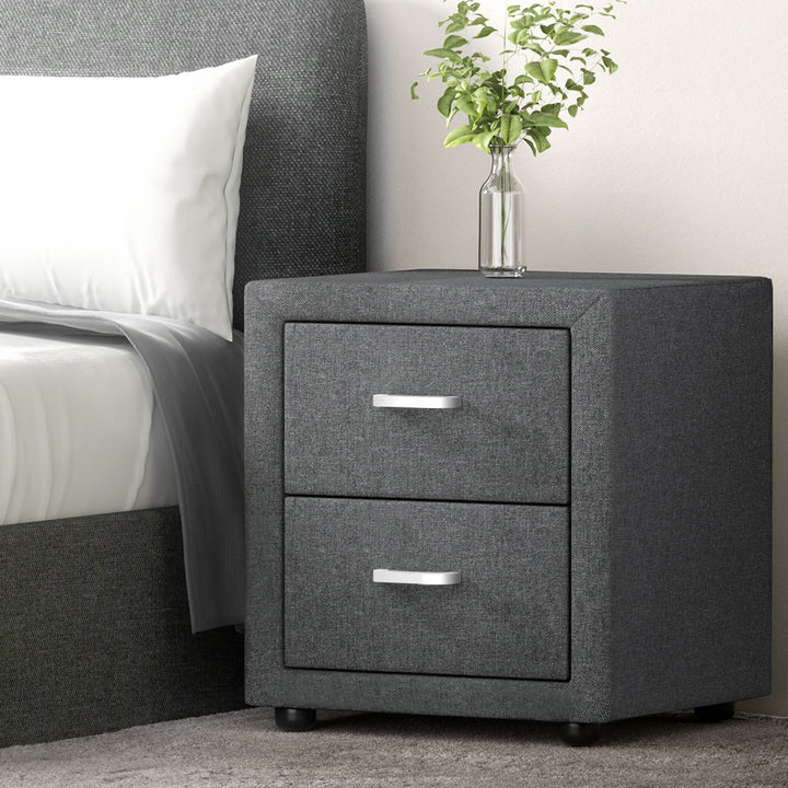 P&F SkyWay Fabric Bedside Table - Grey