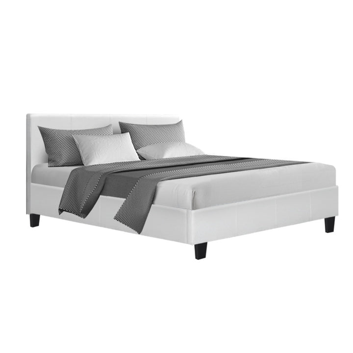 P&F FabSeries Neo Bed Frame PU Leather - White Double