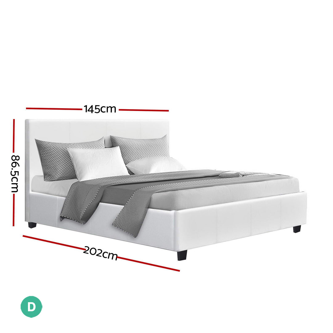 P&F FabSeries Neo Bed Frame PU Leather - White Double