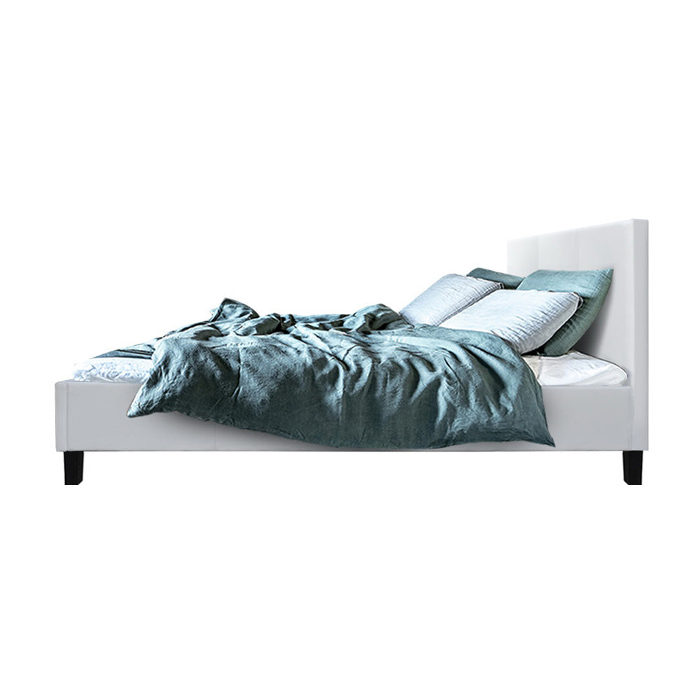 P&F FabSeries Neo Bed Frame PU Leather - White Double