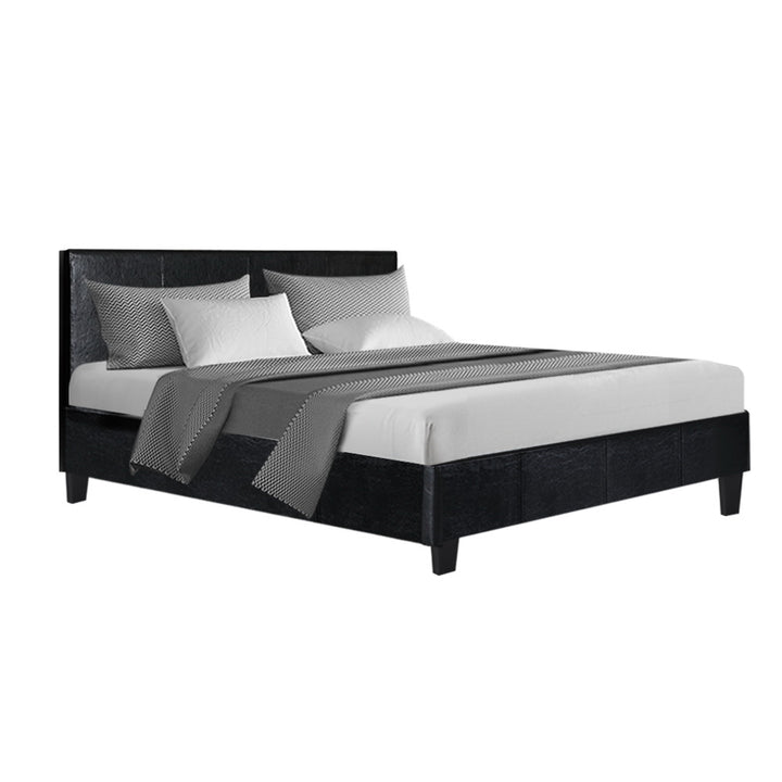 P&F DreamStyle Bed Frame Double Size Leather Black NEO