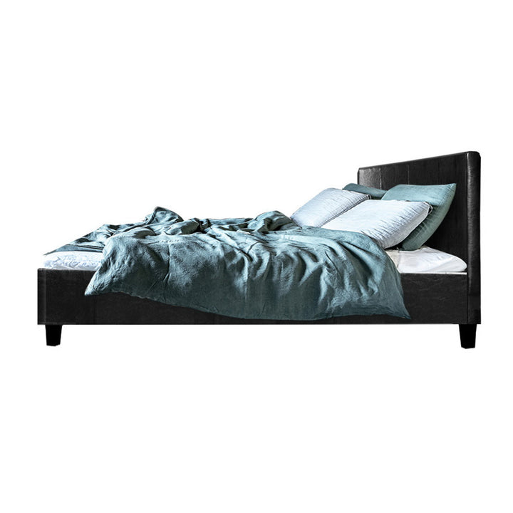 P&F DreamStyle Bed Frame Double Size Leather Black NEO