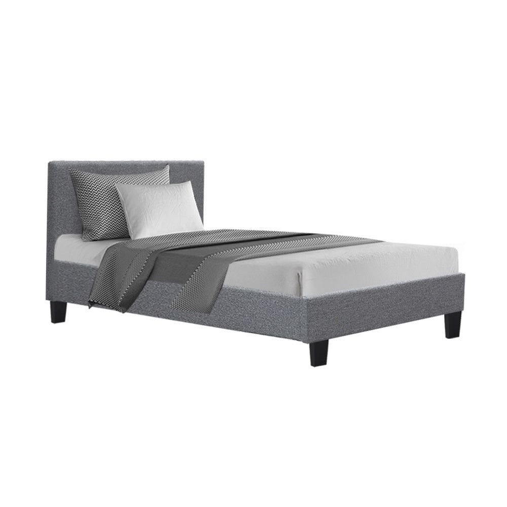 P&F FabSeries Neo Bed Frame Fabric - Grey King Single