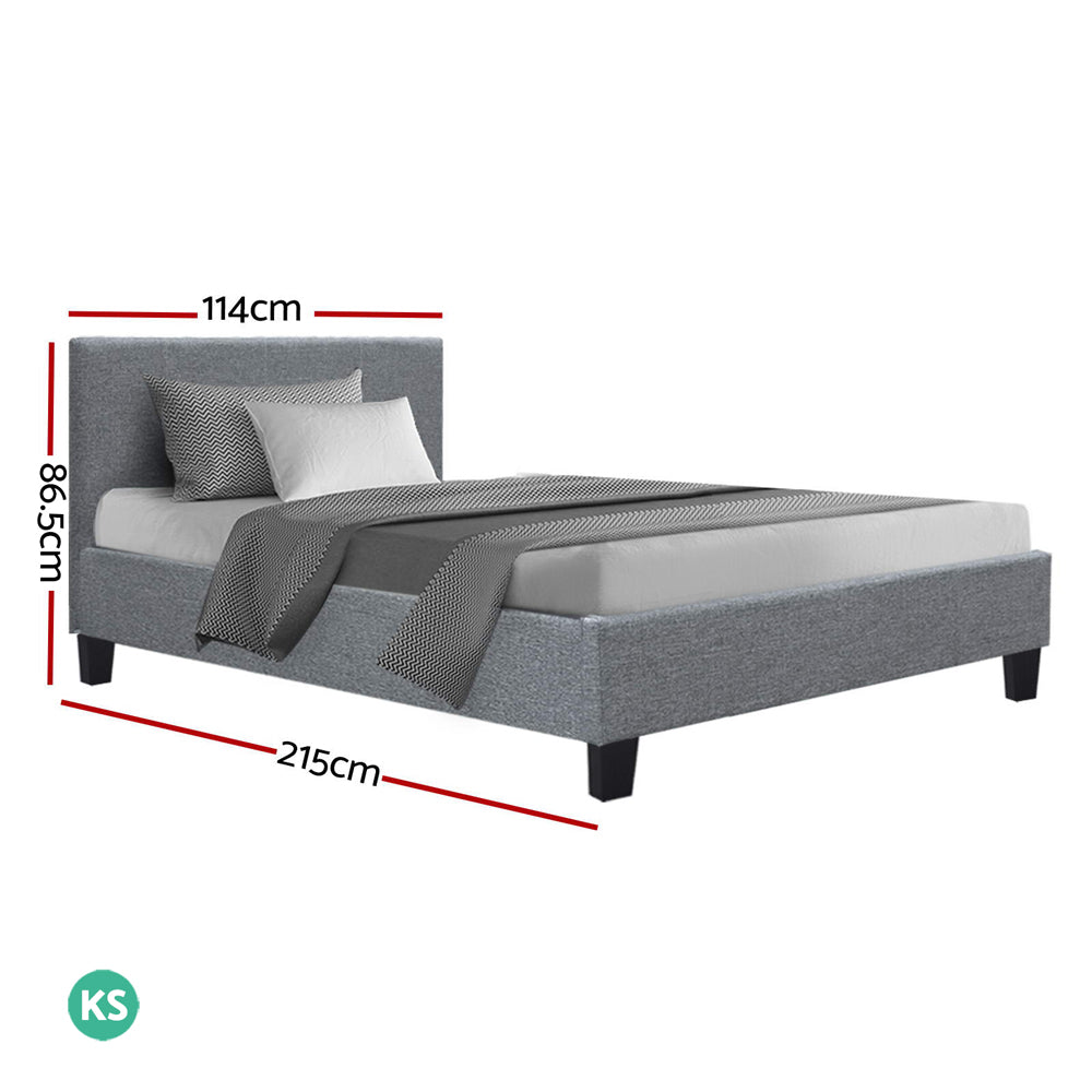 P&F FabSeries Neo Bed Frame Fabric - Grey King Single