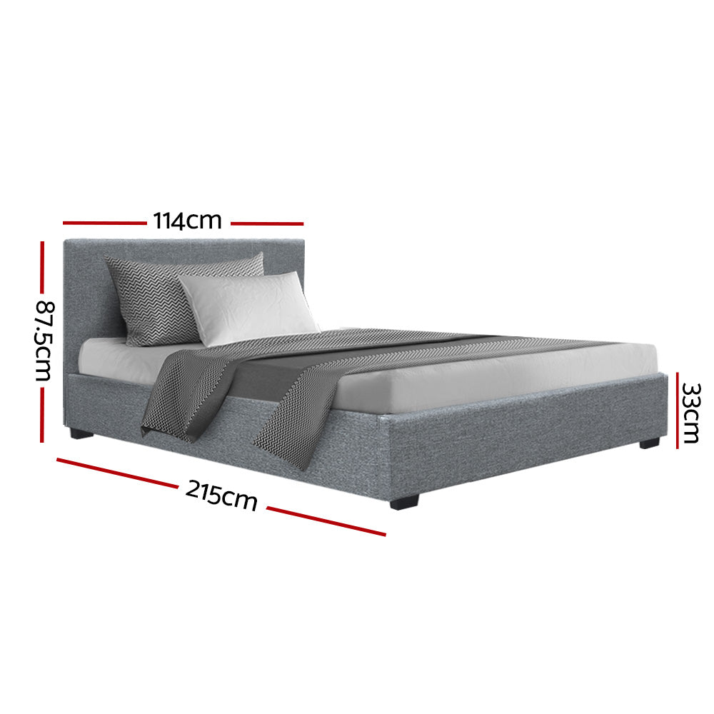 P&F FabSeries Nino Bed Frame Fabric - Grey King Single
