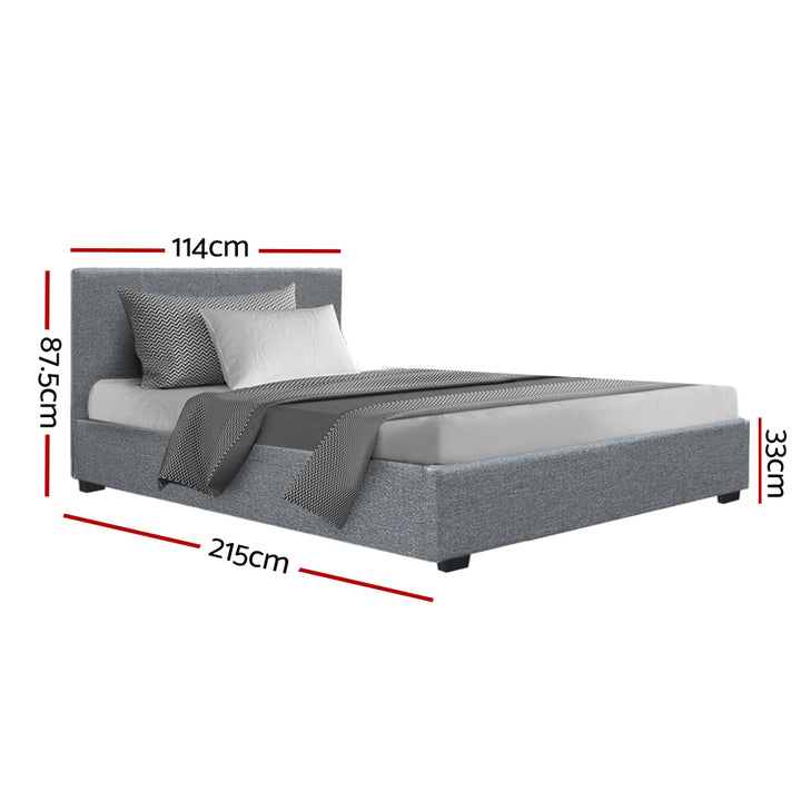 P&F FabSeries Nino Bed Frame Fabric - Grey King Single