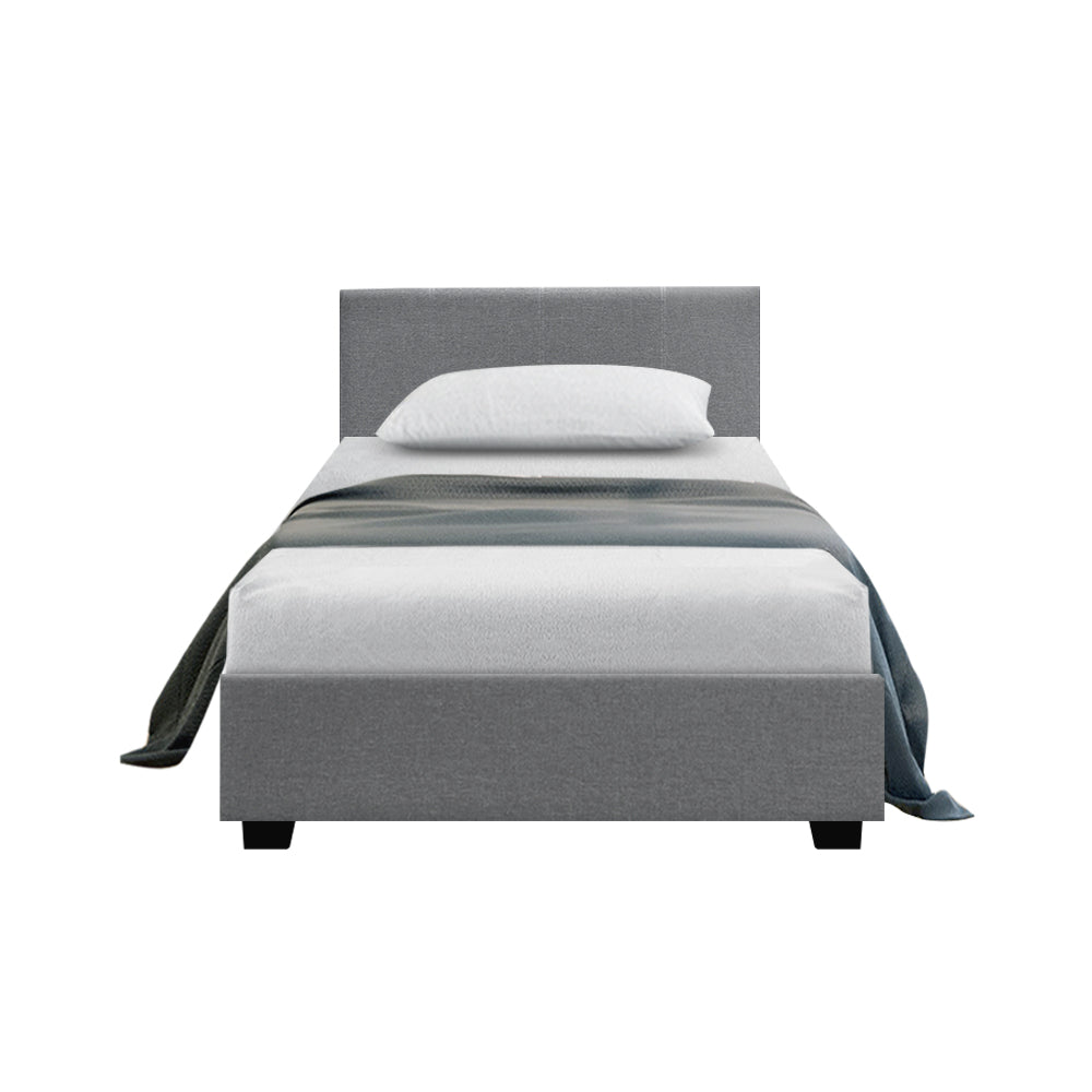 P&F FabSeries Nino Bed Frame Fabric - Grey King Single
