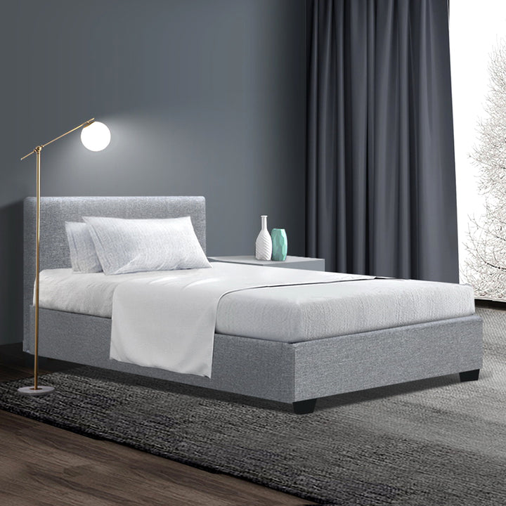 P&F FabSeries Nino Bed Frame Fabric - Grey King Single