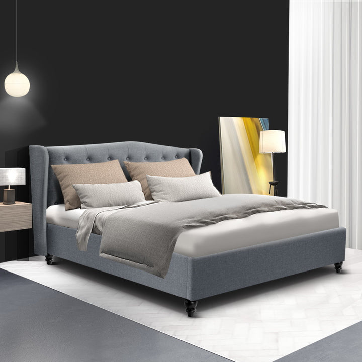 P&F FabSeries Pier Bed Frame Fabric - Grey Double