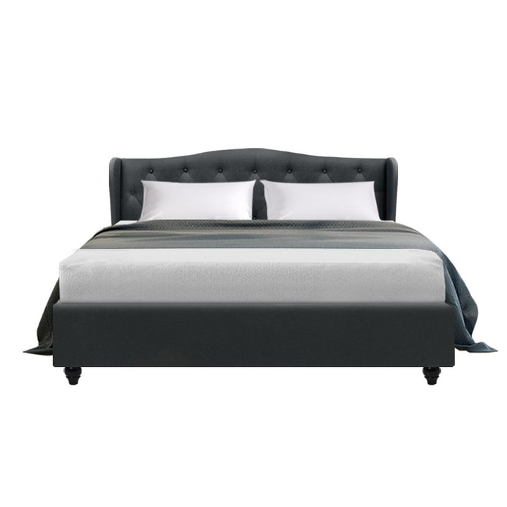 P&F FabSeries Pier Bed Frame Fabric - Charcoal Queen